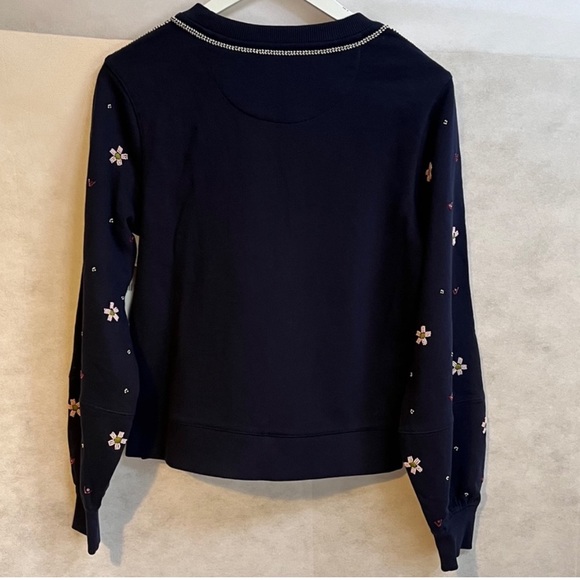 WORN on TV: NWT ANTHROPOLOGIE Maeve SWAN LAKE Embroidered Beaded Sweatshirt XS - Picture 11 of 13